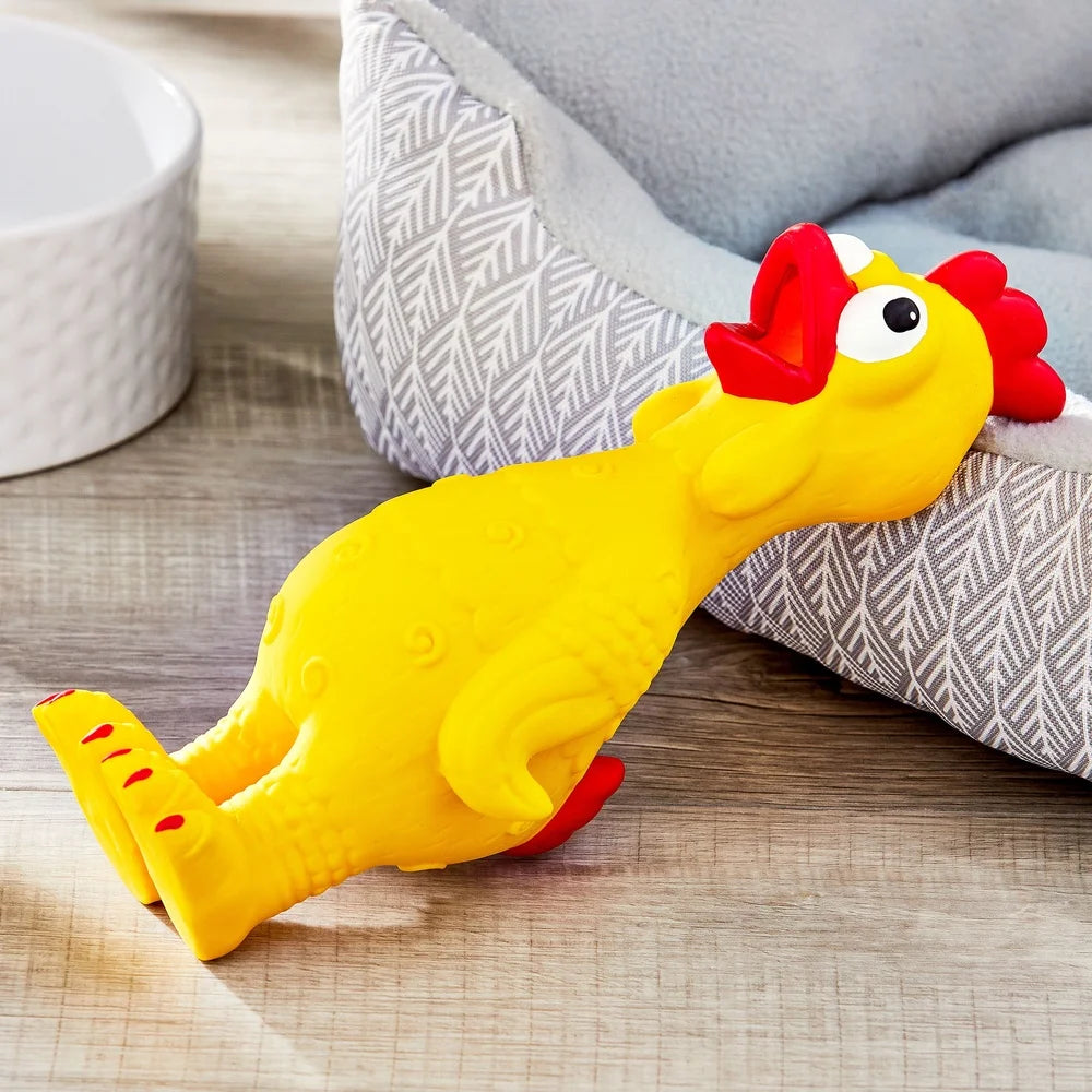 Screaming Chicken Dog Toy Durable Latex Chew Level 2 Indoor Fetch Toy