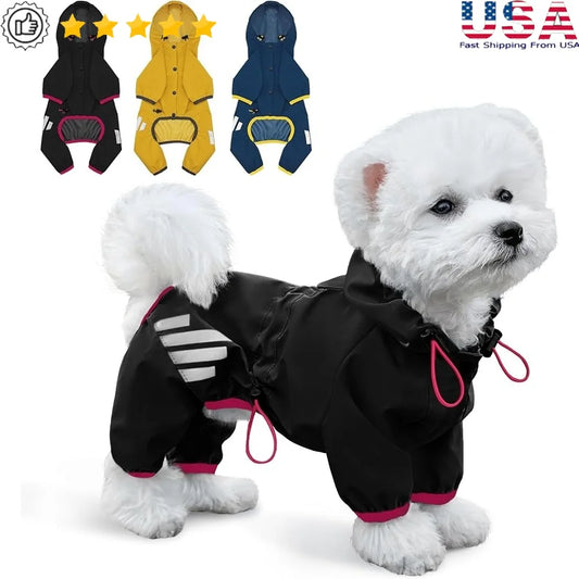 Waterproof Dog Raincoat with Reflective Straps and Leash Hole for Small and Medium Dogs