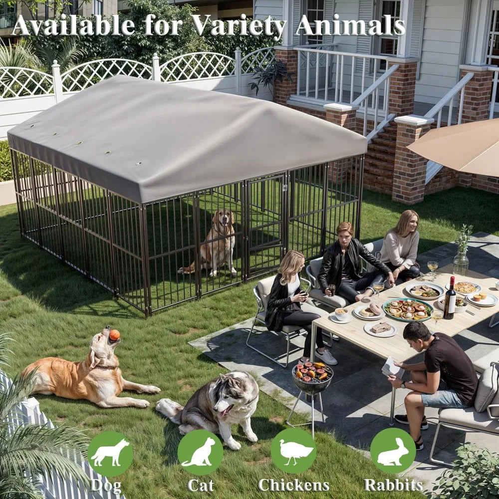 Large Outdoor Dog Kennel 10x10 Feet Heavy Duty Cage With Roof And Safety Locks