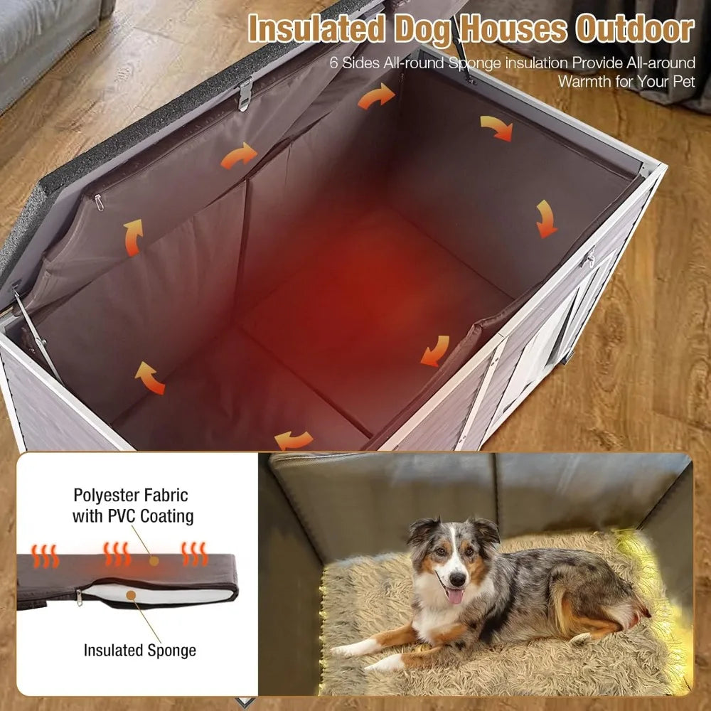Extra Large Insulated Outdoor Dog Kennel With Movable Insulation Liner