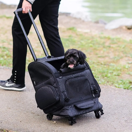 Large Black Dog Roller Carrier Bag With Front Access