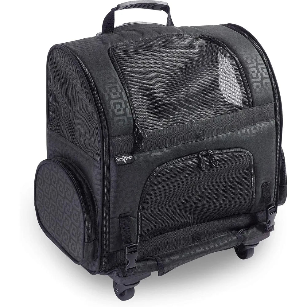 Large Black Dog Roller Carrier Bag With Front Access