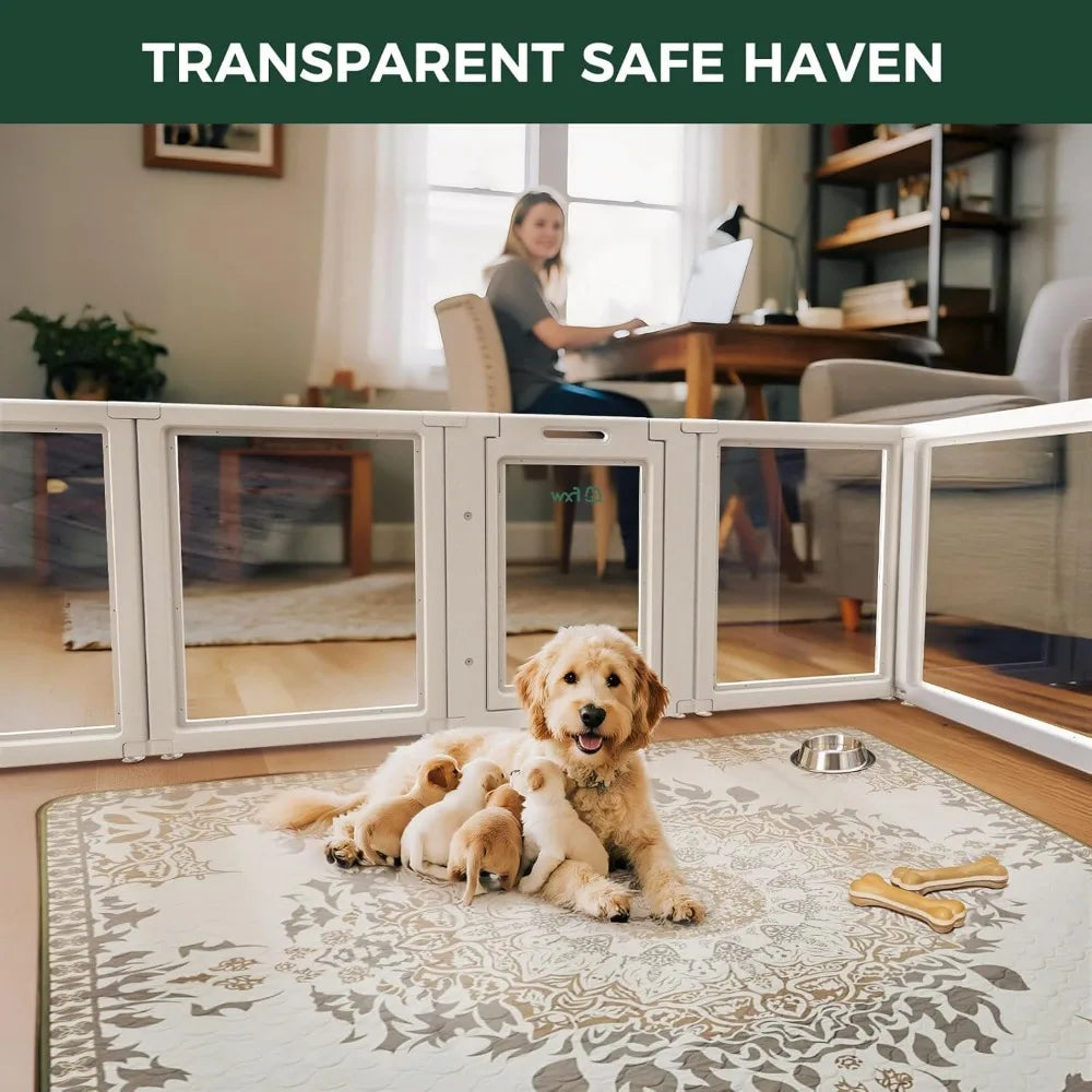 AuraSpace Acrylic Indoor Dog Playpen For Puppies And Small Dogs 24 Inch White