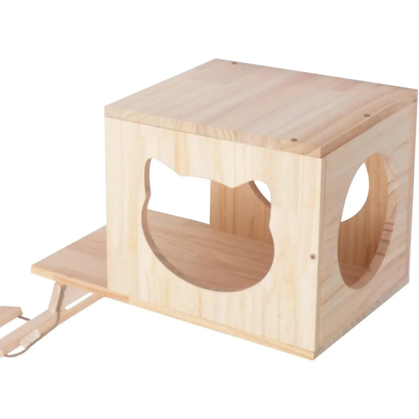 Wall Mounted Cat Tree Furniture Set with Shelves Ladders and Cat House for Indoor Climbing