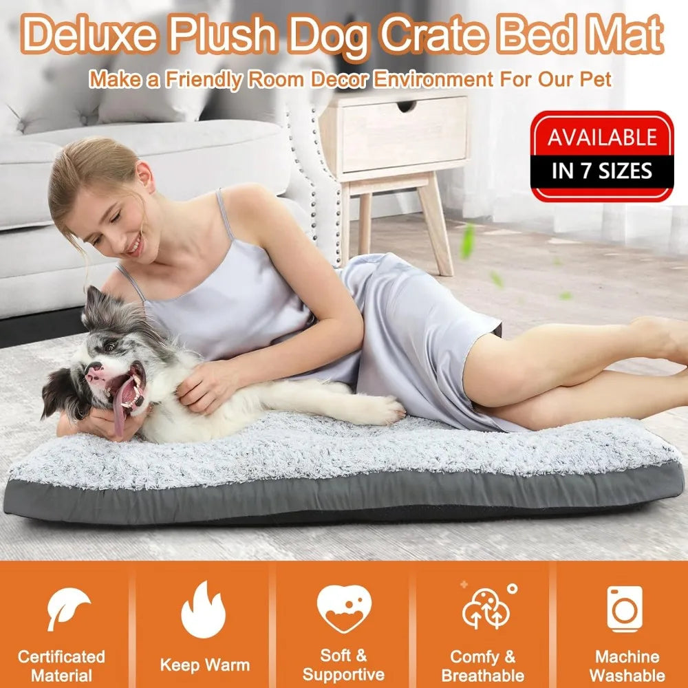 Deluxe Washable XXL Dog Bed Crate Mat 48 Inch Anti Slip for Large Dogs