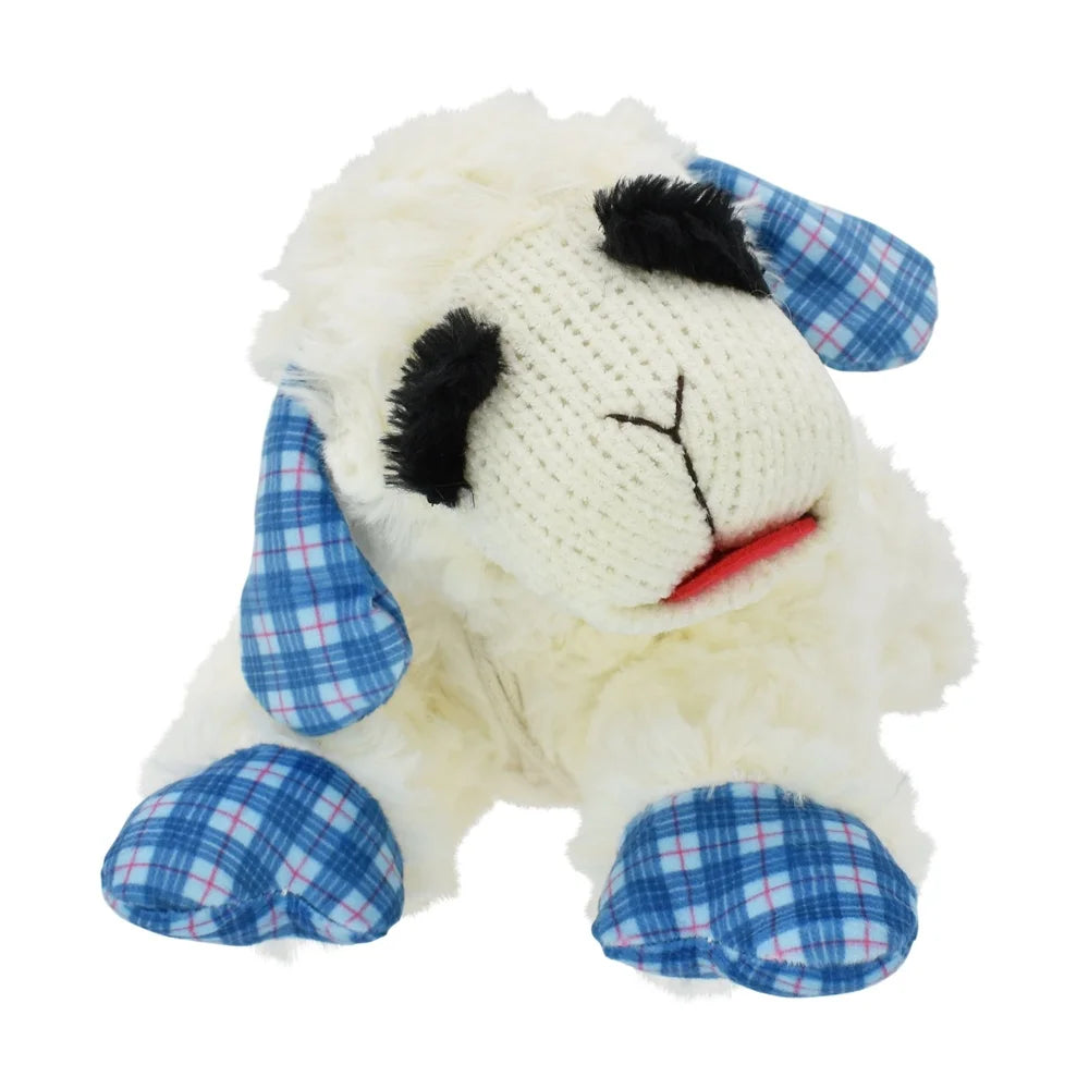 Lamb Chop Plush Dog Toy 12 Inch Squeaker Blue Plaid Ears Ideal Fetch