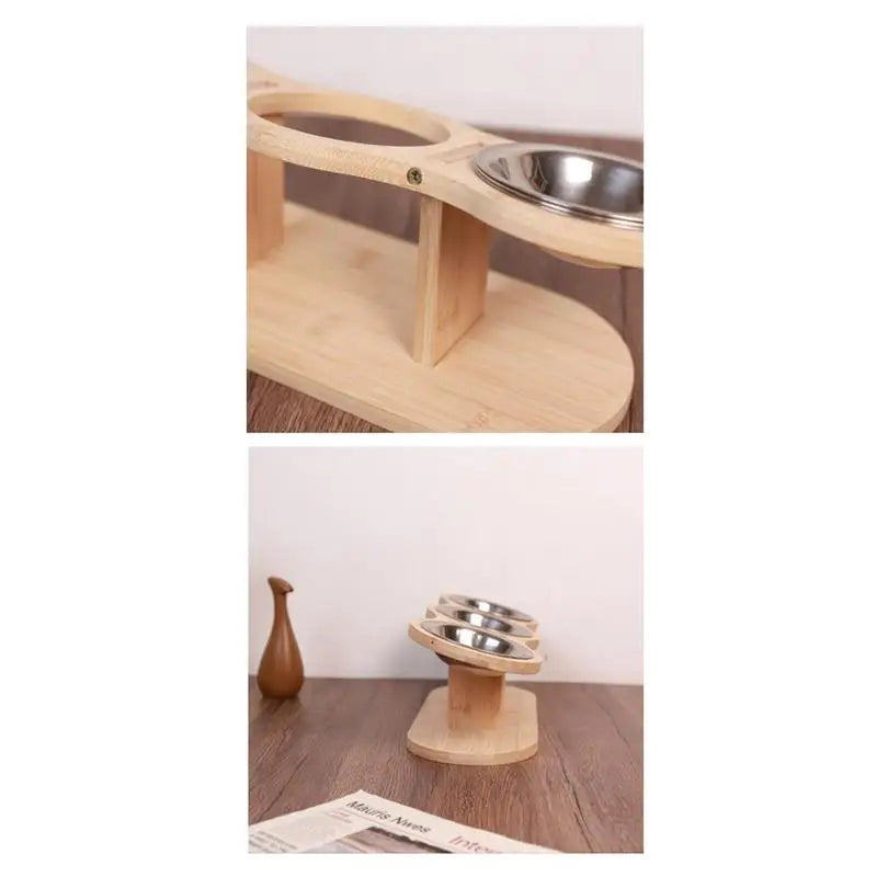 Elevated Cat Bowls With 3 Stainless Steel Bowls For Food And Water