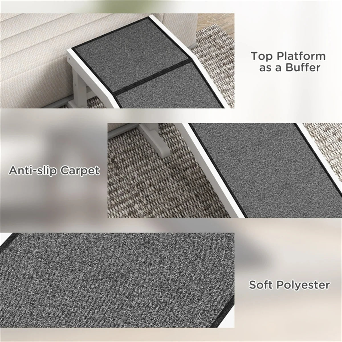 Durable Pet Ramp for Dogs and Cats Anti-Slip Carpeted Surface Safe Easy Access for Pets