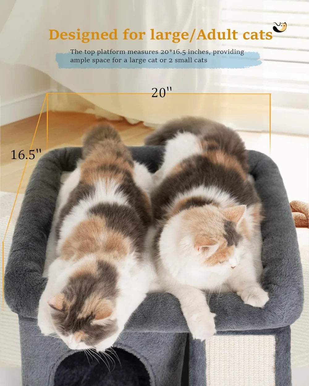 14 Inch Cat Tree Tower With Scratching Post And Perch Bed