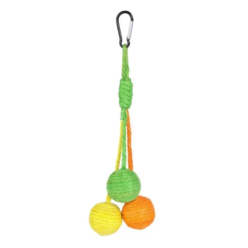 Pet Cat Hanging Sisal Ball Toy for Boredom Relief Bite-resistant Jute Twine Rope