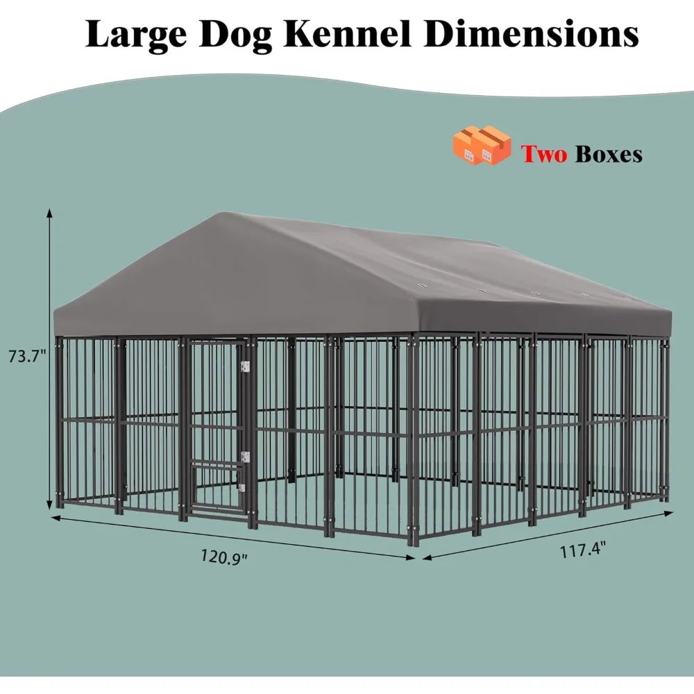 Large Outdoor Dog Kennel 10x10 Feet Heavy Duty Cage With Roof And Safety Locks