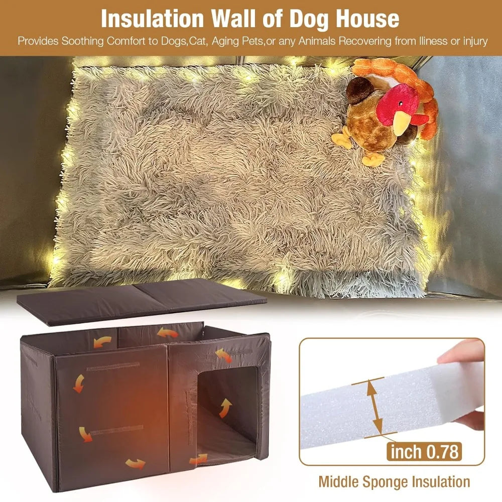 Extra Large Insulated Outdoor Dog Kennel With Movable Insulation Liner