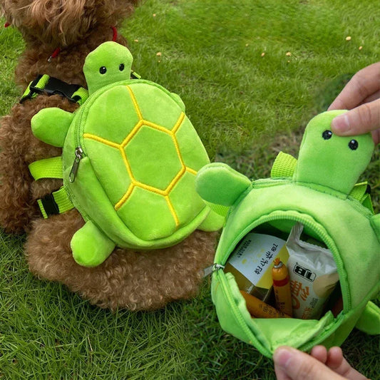 Turtle Shape Puppy School Bag Dog Backpack Snack Bag