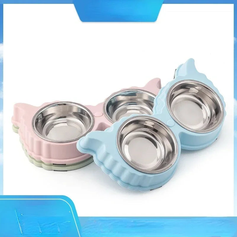 Pet Cute Plastic Food Water Bowls for Cats Dog Dishes with Anti Slip Design