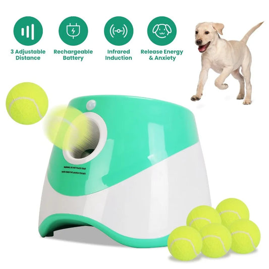Automatic Dog Ball Launcher With 6 Tennis Balls And Adjustable Launch Distance Fetch Machine