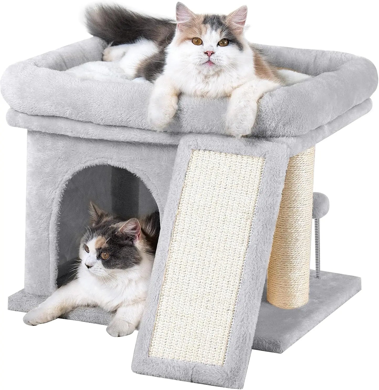 14 Inch Cat Tree Tower With Scratching Post And Perch Bed