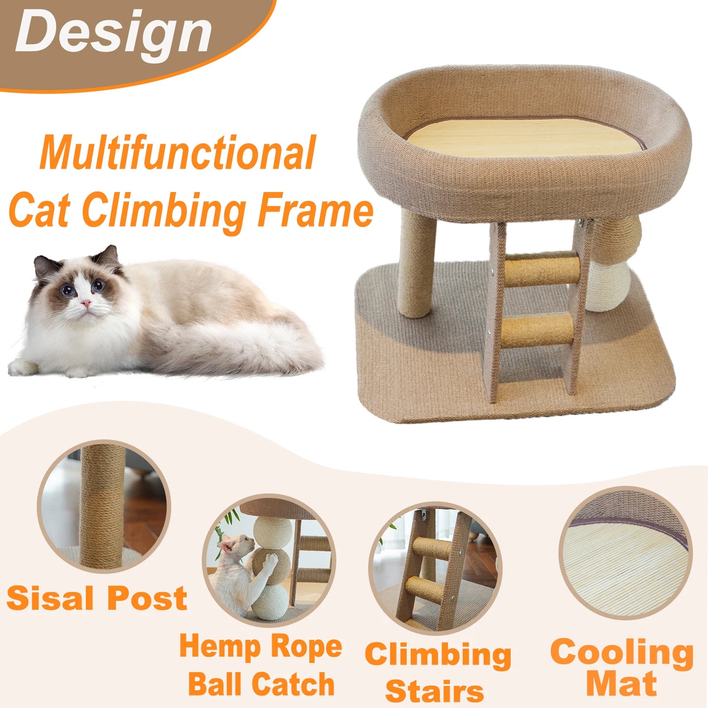 Large Indoor Cat Climbing Frame Tower Bed With Ice Mat