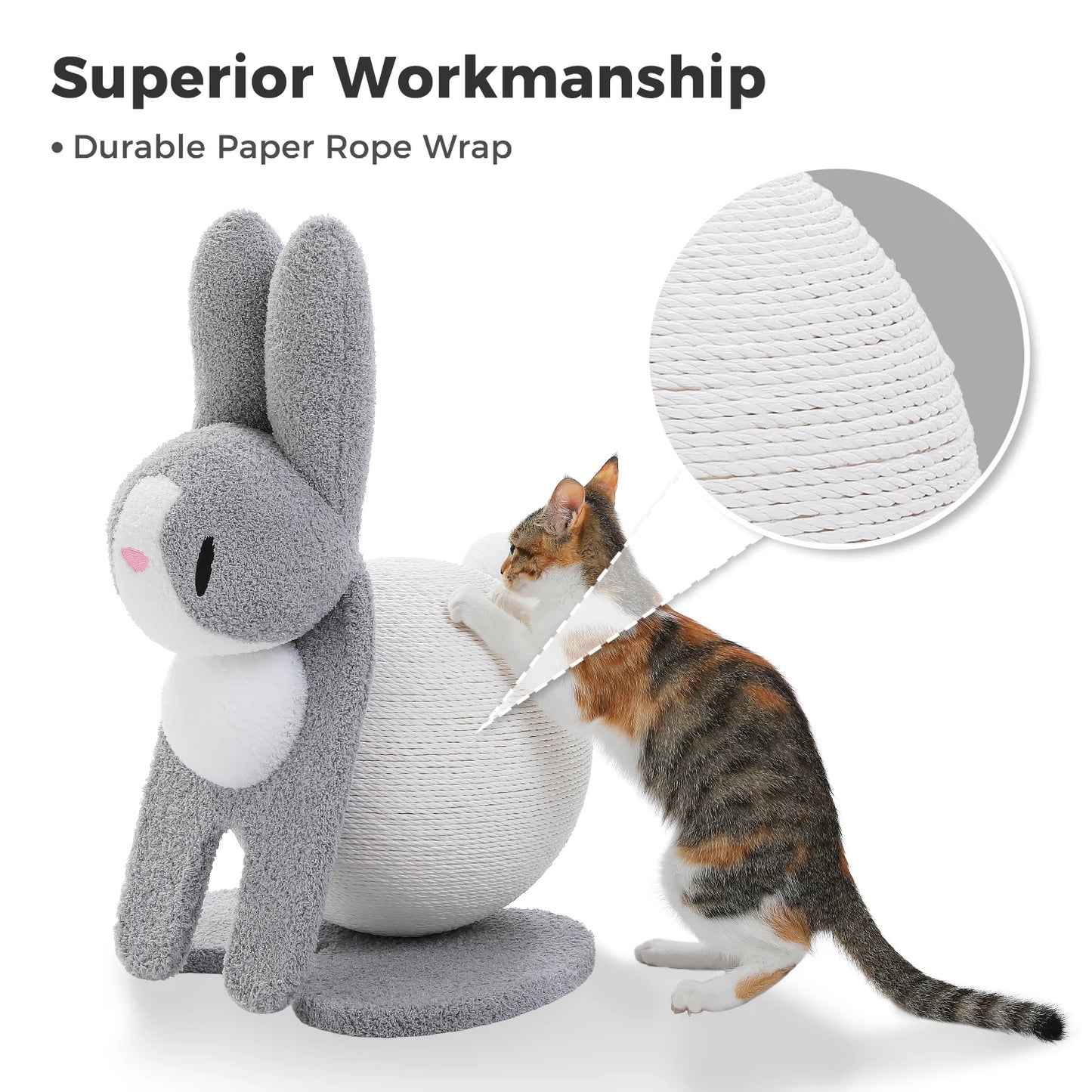 Cute Indoor Cat Scratching Post With Paper Rope Ball Toy