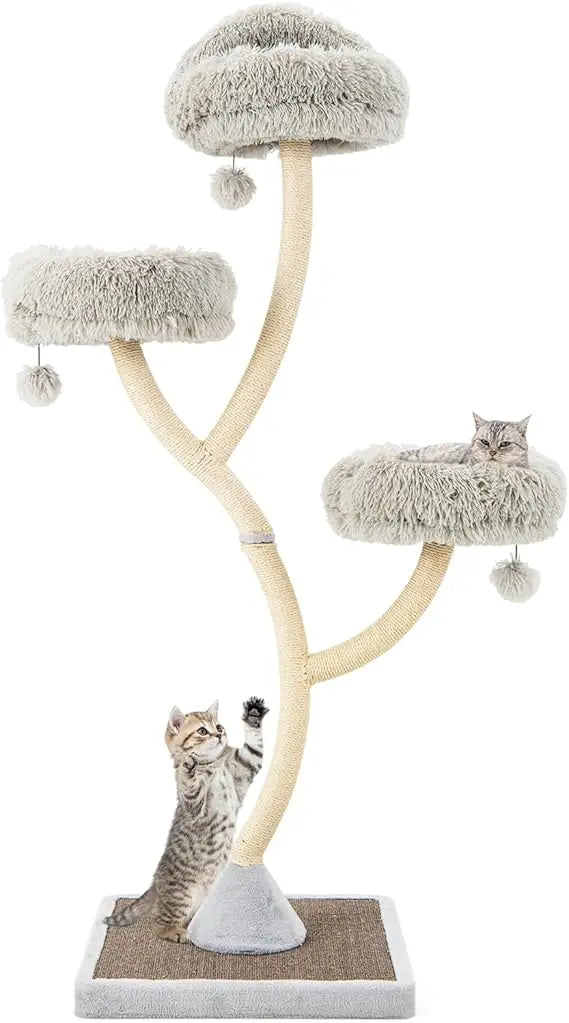 70 Inch Tall Cat Tree Tower with Scratching Posts Cozy Multi Level Design for Large Cats