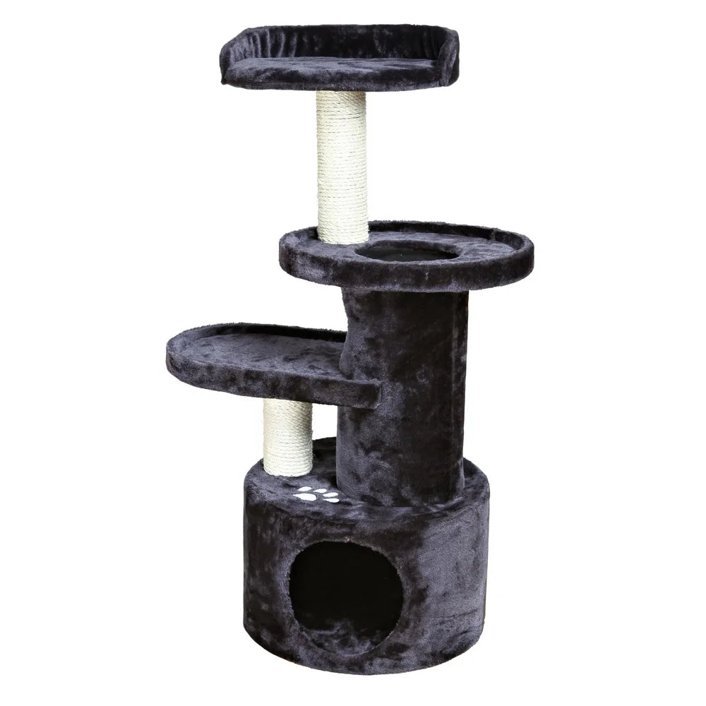 Three Level Cat Tree With Scratching Posts Dark Gray Sisal