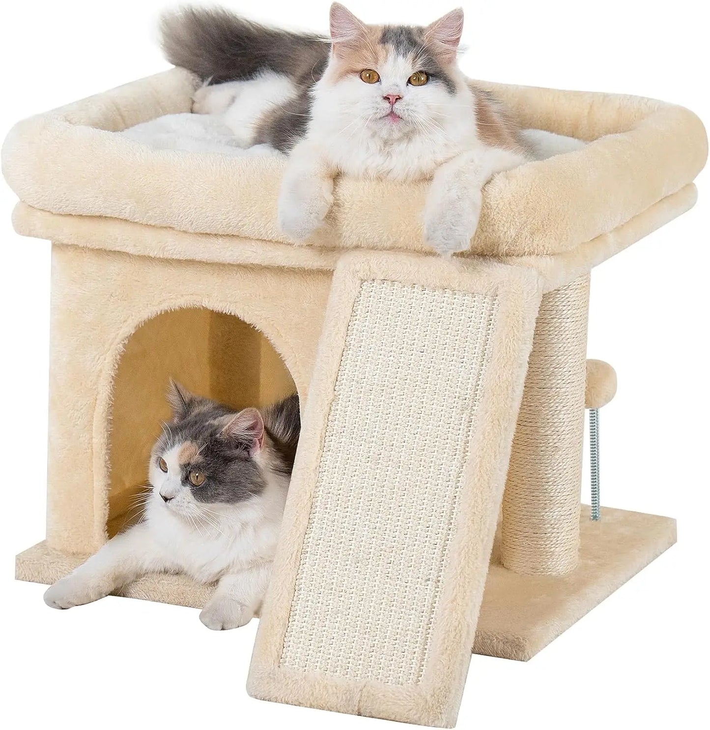 14 Inch Cat Tree Tower With Scratching Post And Perch Bed