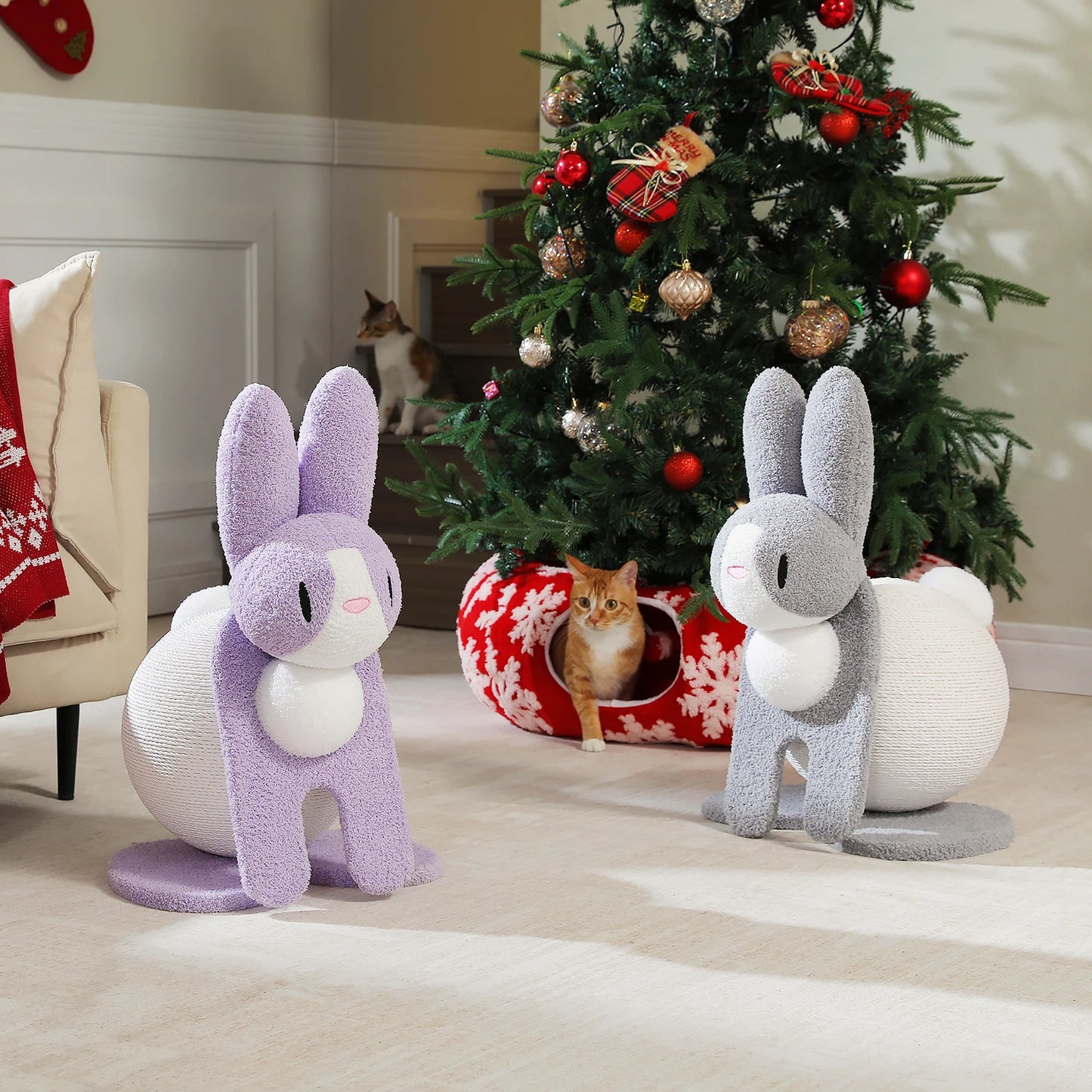 Cute Indoor Cat Scratching Post With Paper Rope Ball Toy