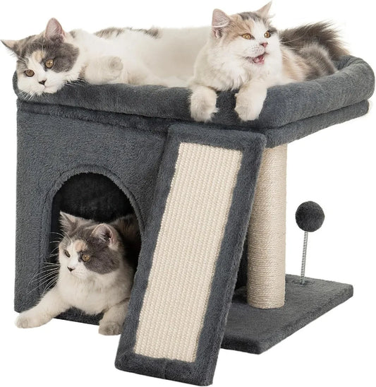 14 Inch Cat Tree Tower With Scratching Post And Perch Bed