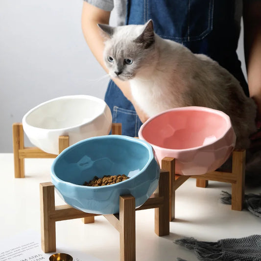 Cat Bowl Dog Bowl Anti-dumping Neck Guard Pet Feeder for Stable Feeding