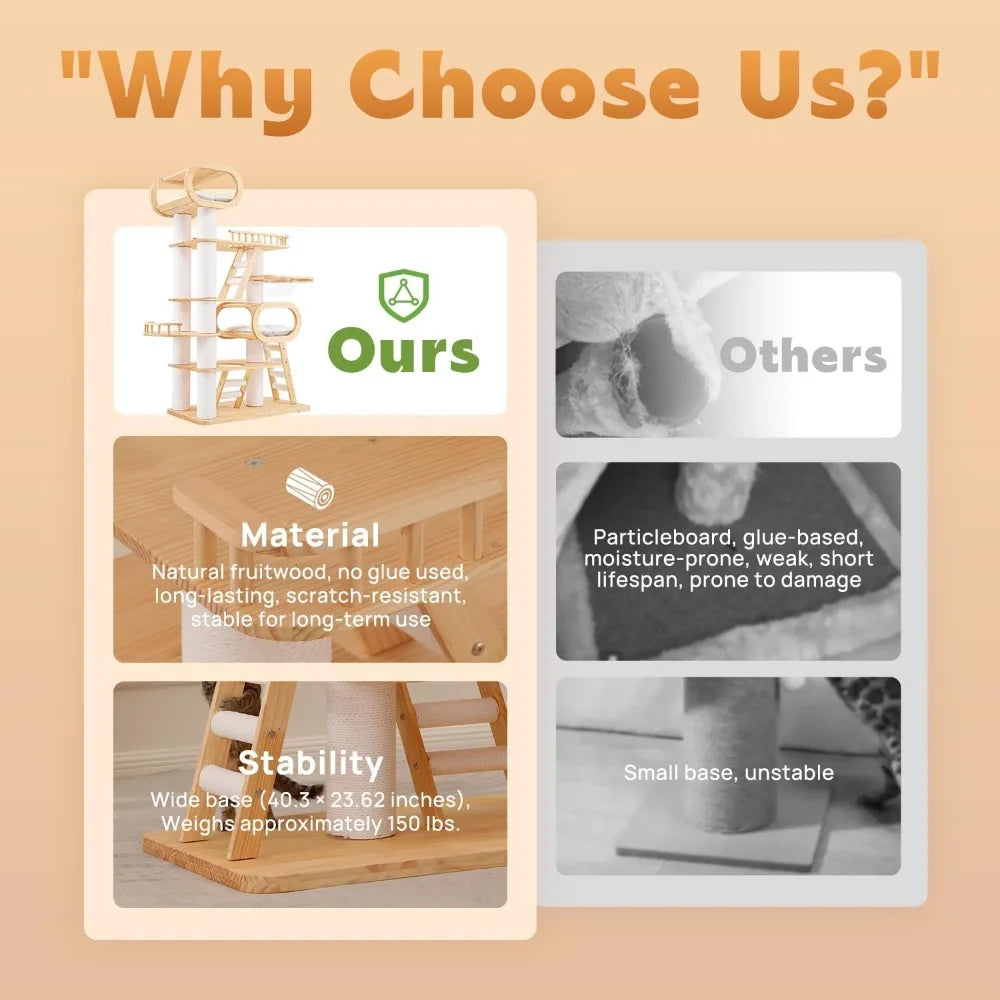 Modern Cat Tree Tower 76.8 Inch Indoor Cats With Bed