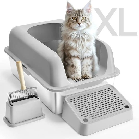 Odor Free Cat Litter Box with Deep Design and Easy Cleaning Features