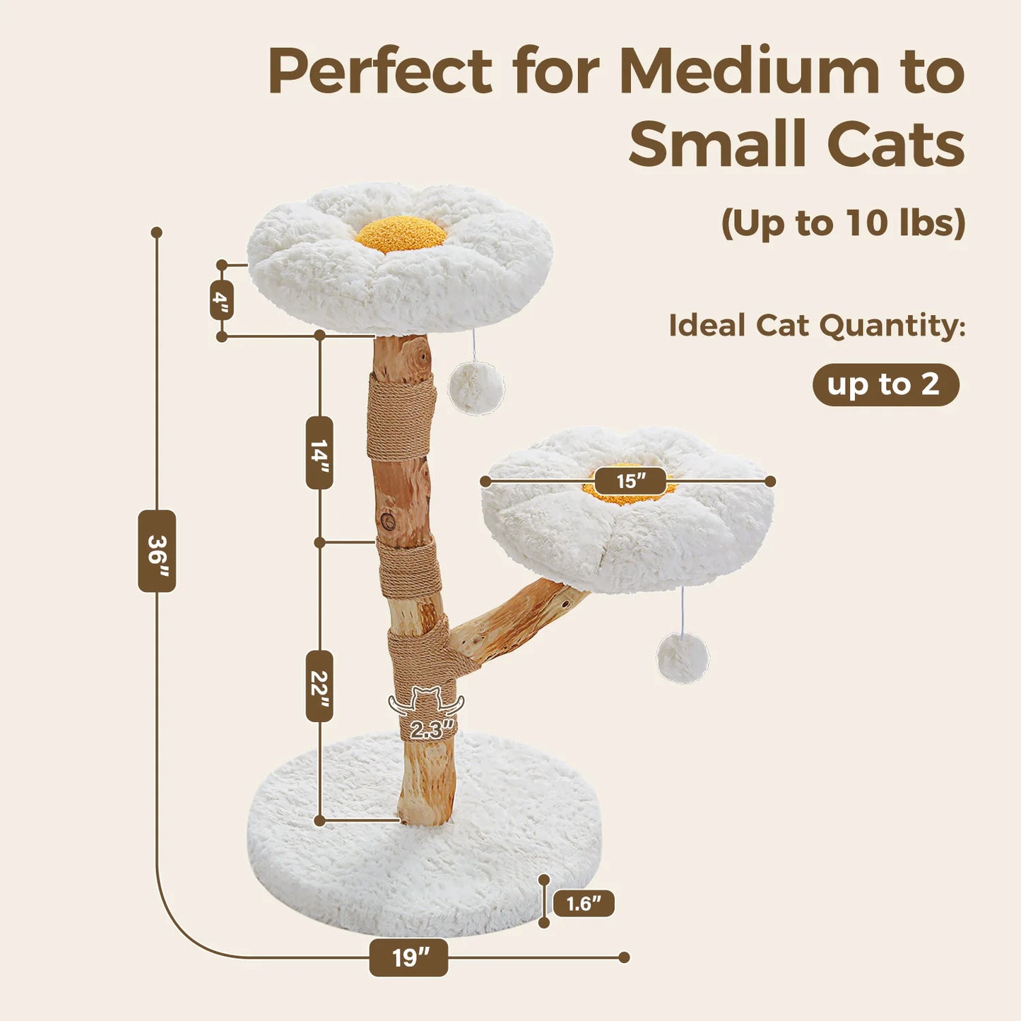 Solid Wood Cat Tree Modern Tower With Spacious Condo