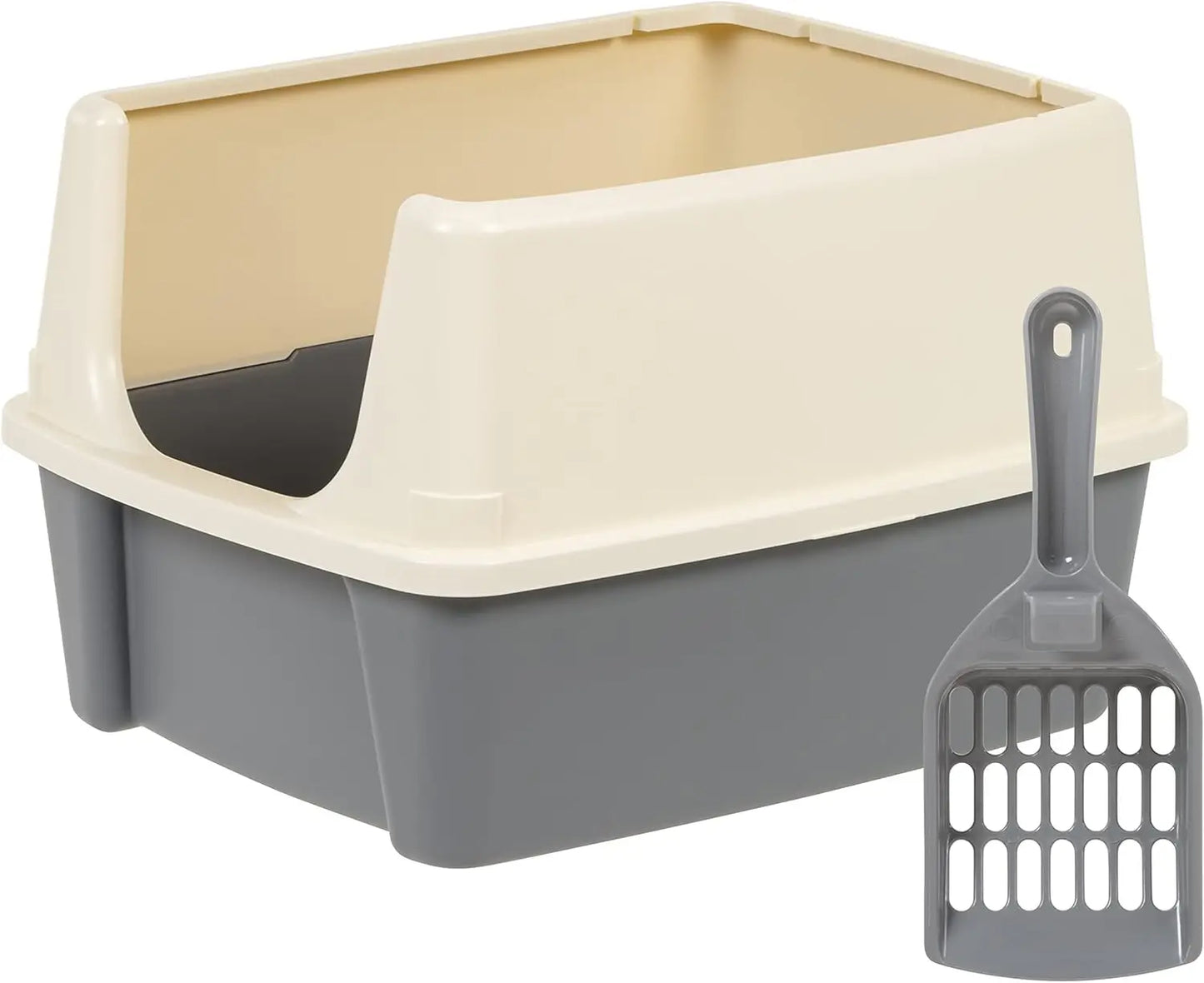 Large Cat Litter Box With High Sides Open Top Scoop