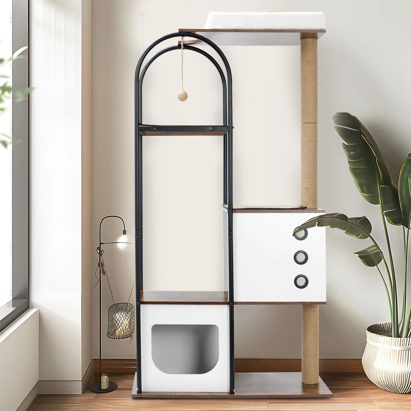 Modern Cat Tree Tower With Three Levels And Scratching Posts