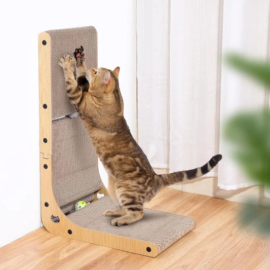 L Shape Cat Scratcher 23.6 Inch Cardboard Scratching Pad for Indoor Cats and Furniture Protection