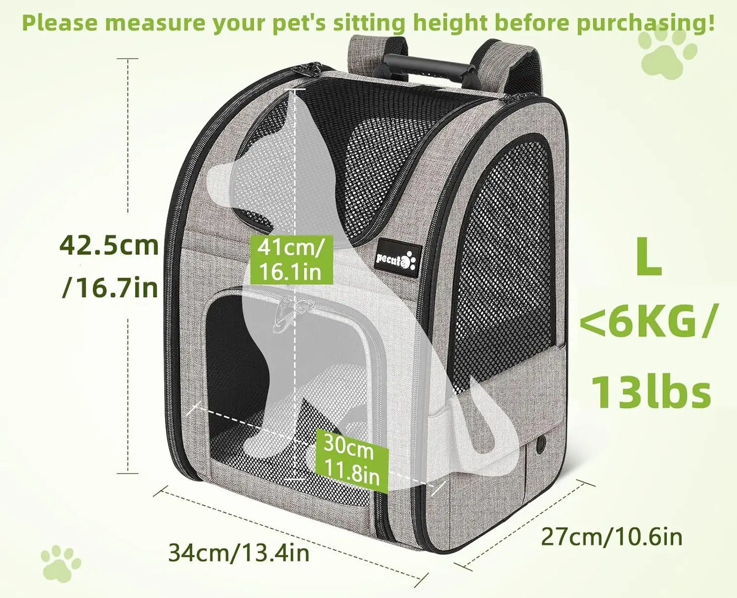 Expandable Pet Carrier Backpack With Breathable Mesh 17 Lbs