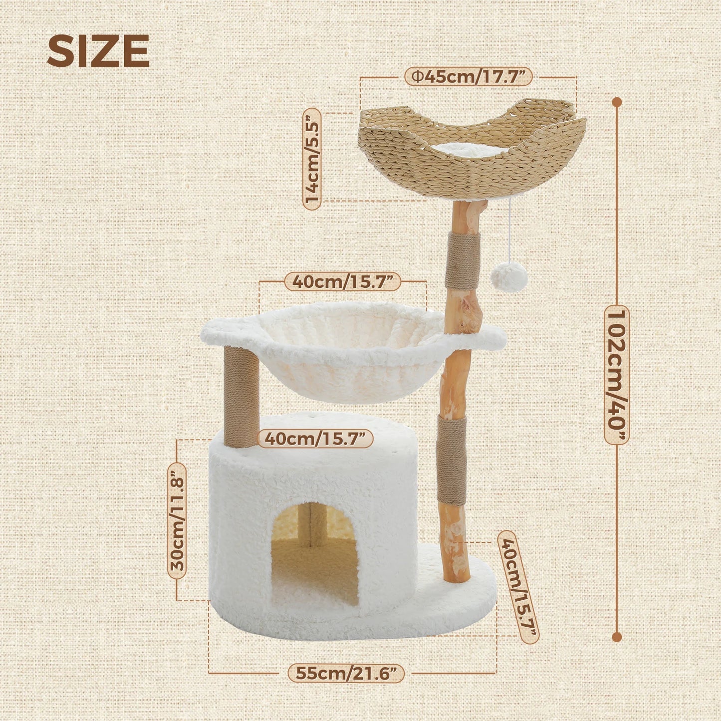 Solid Wood Cat Tree Modern Tower With Spacious Condo