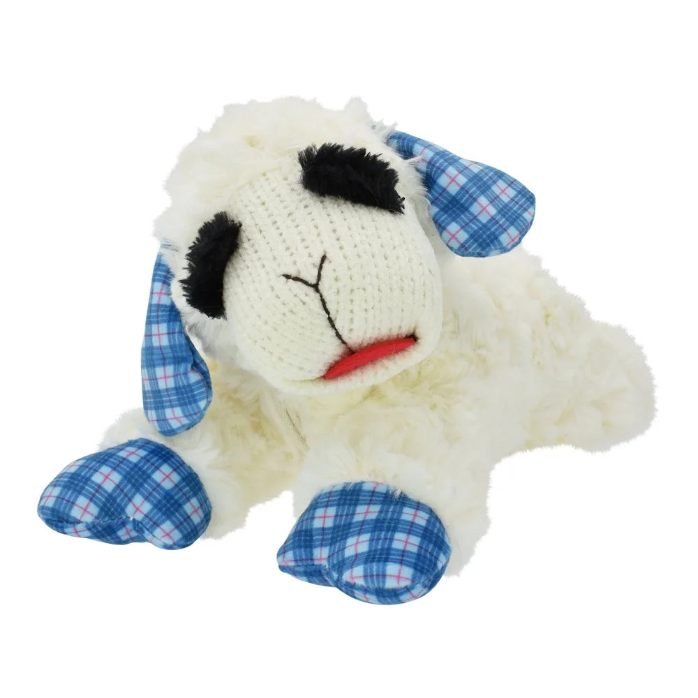 Lamb Chop Plush Dog Toy 12 Inch Squeaker Blue Plaid Ears Ideal Fetch