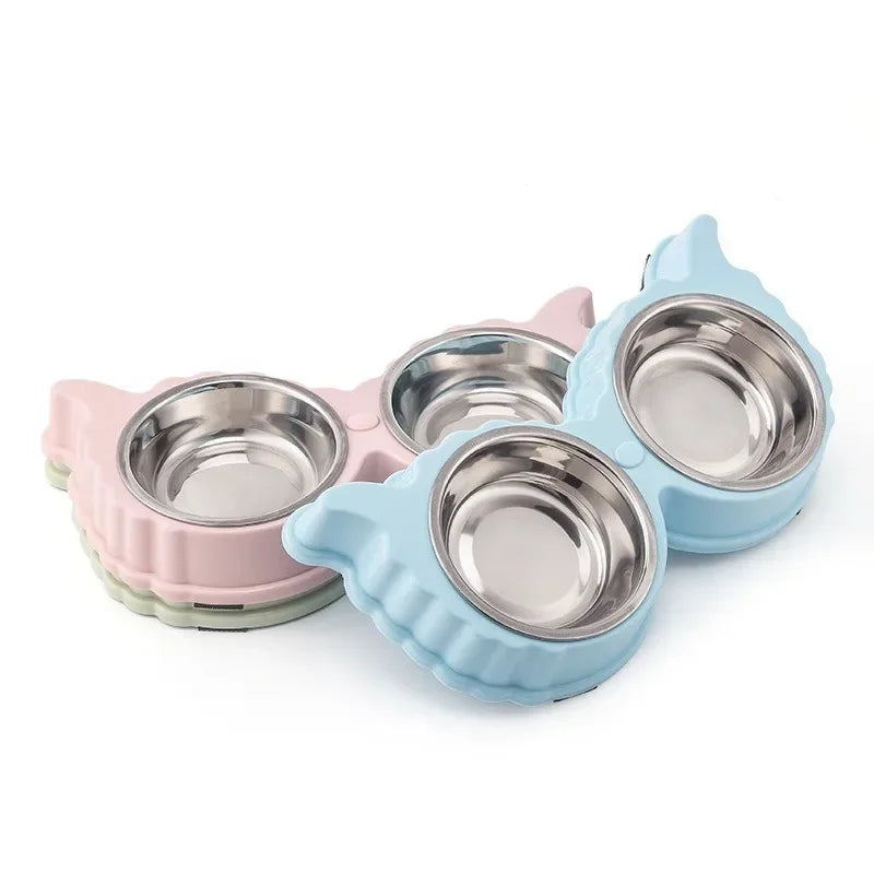 Pet Cute Plastic Food Water Bowls for Cats Dog Dishes with Anti Slip Design