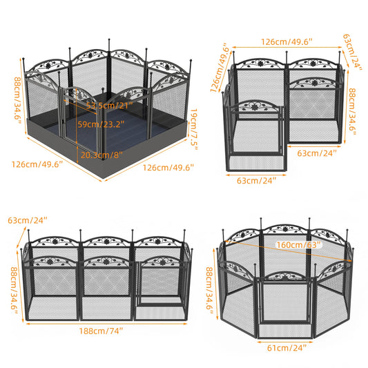 8 Panels DIY Heavy Duty Dog Playpen Pen Outdoor Indoor for Dog Puppy Metal Fence with Waterproof Fertility Pad