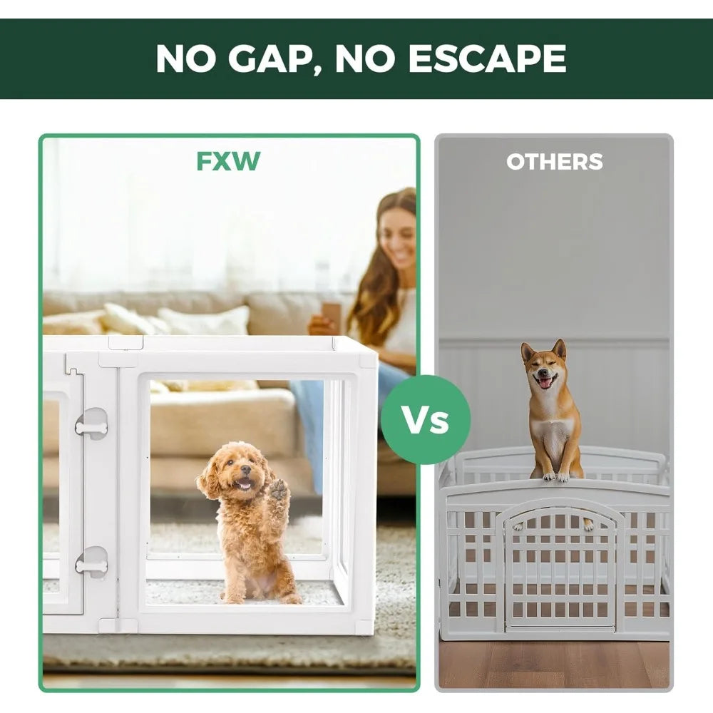 AuraSpace Acrylic Indoor Dog Playpen For Puppies And Small Dogs 24 Inch White