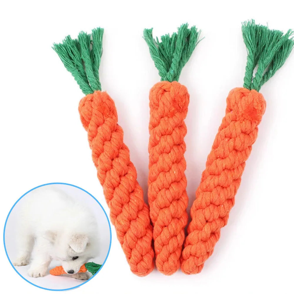 Durable Carrot Rope Dog Toy For Chewing And Teeth Cleaning