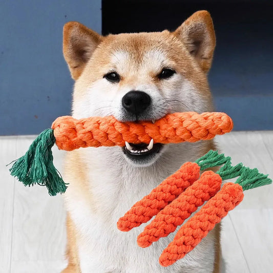 Durable Carrot Rope Dog Toy For Chewing And Teeth Cleaning