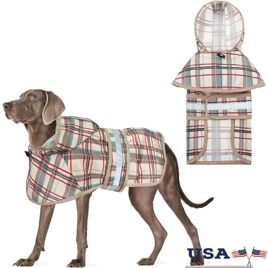 Waterproof Hooded Dog Raincoat for Large Breeds with Leash Hole Adjustable Reflective Design