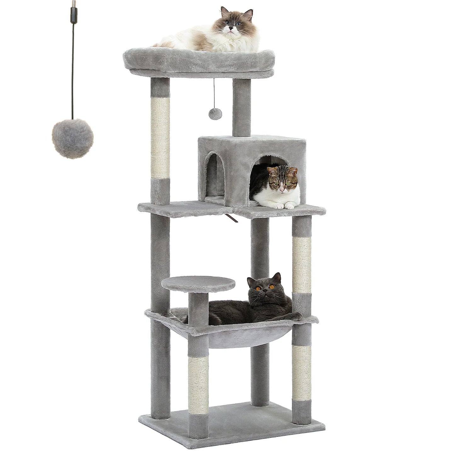 5 Level Indoor Cat Tree With Hammock And Sisal Posts