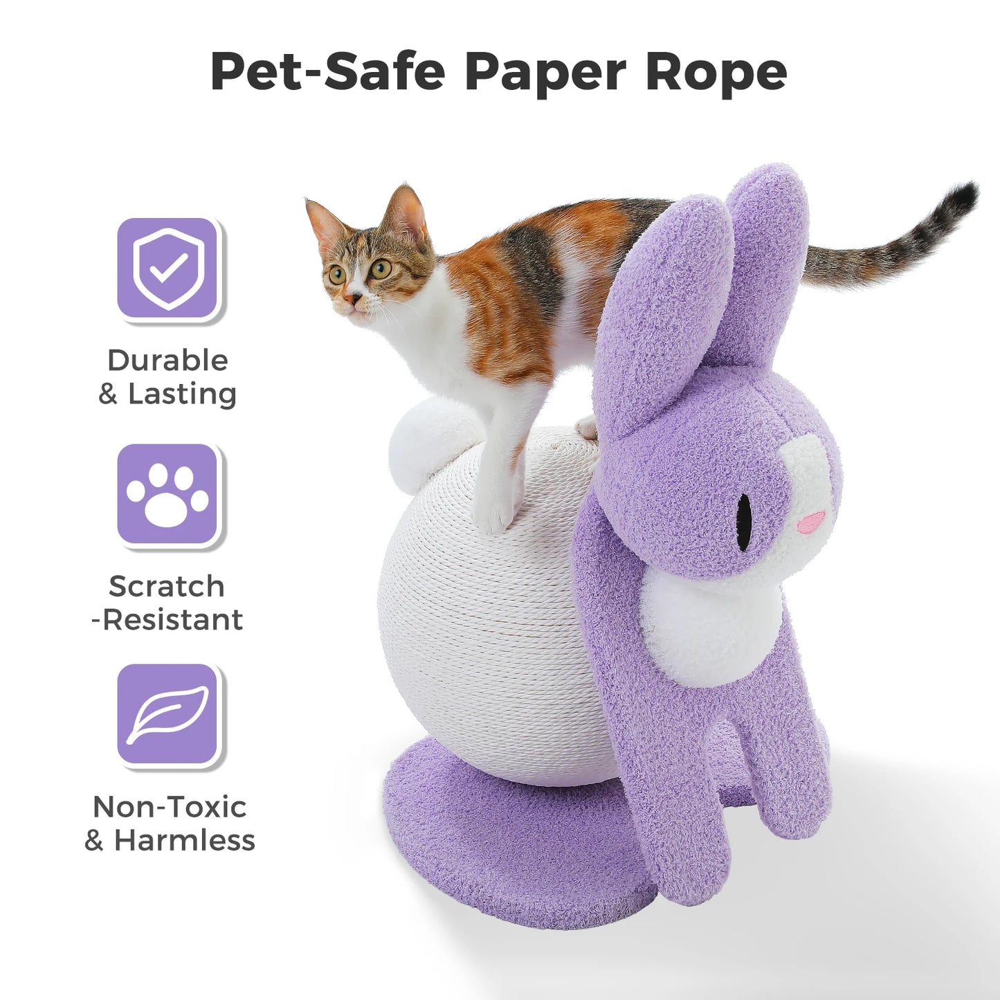 Cute Indoor Cat Scratching Post With Paper Rope Ball Toy