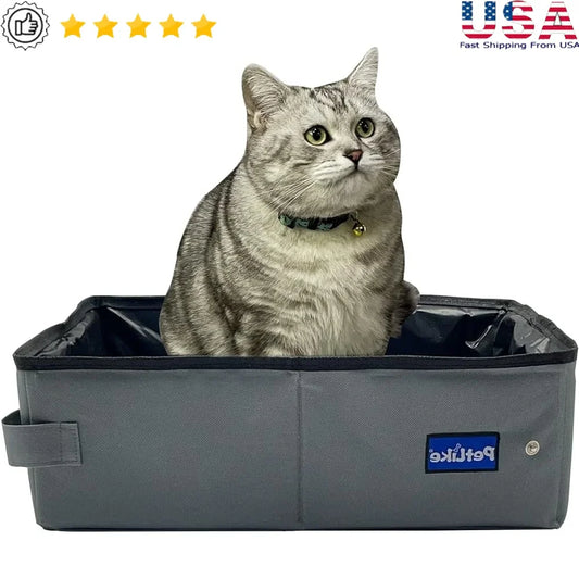 Portable Travel Cat Litter Box Collapsible Leak-Proof Easy Clean Design for Small and Medium Cats