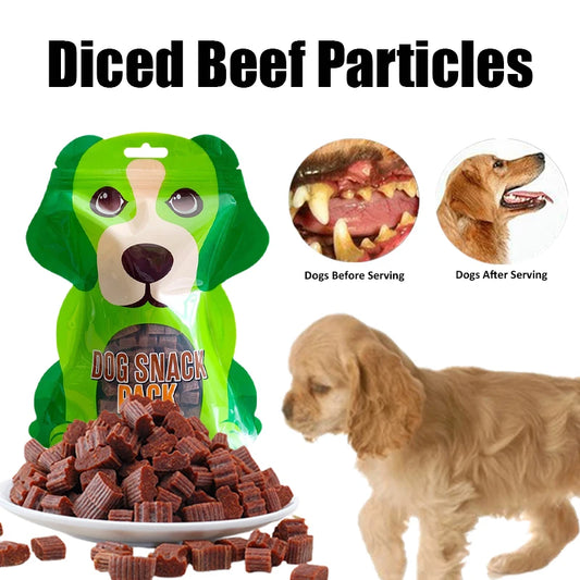 Premium Diced Beef Dog Treats Nutrient Rich Chewy Snacks for Training Adult and Puppy Dogs