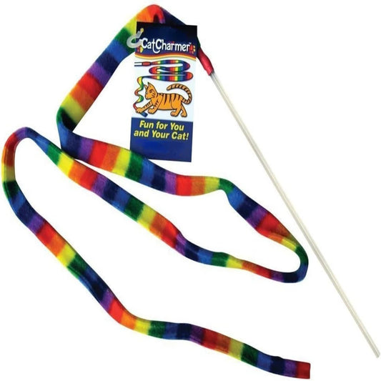 Vibrant Rainbow Cat Charmer Toy Interactive Teaser Wand for Fun Playtime Entertainment