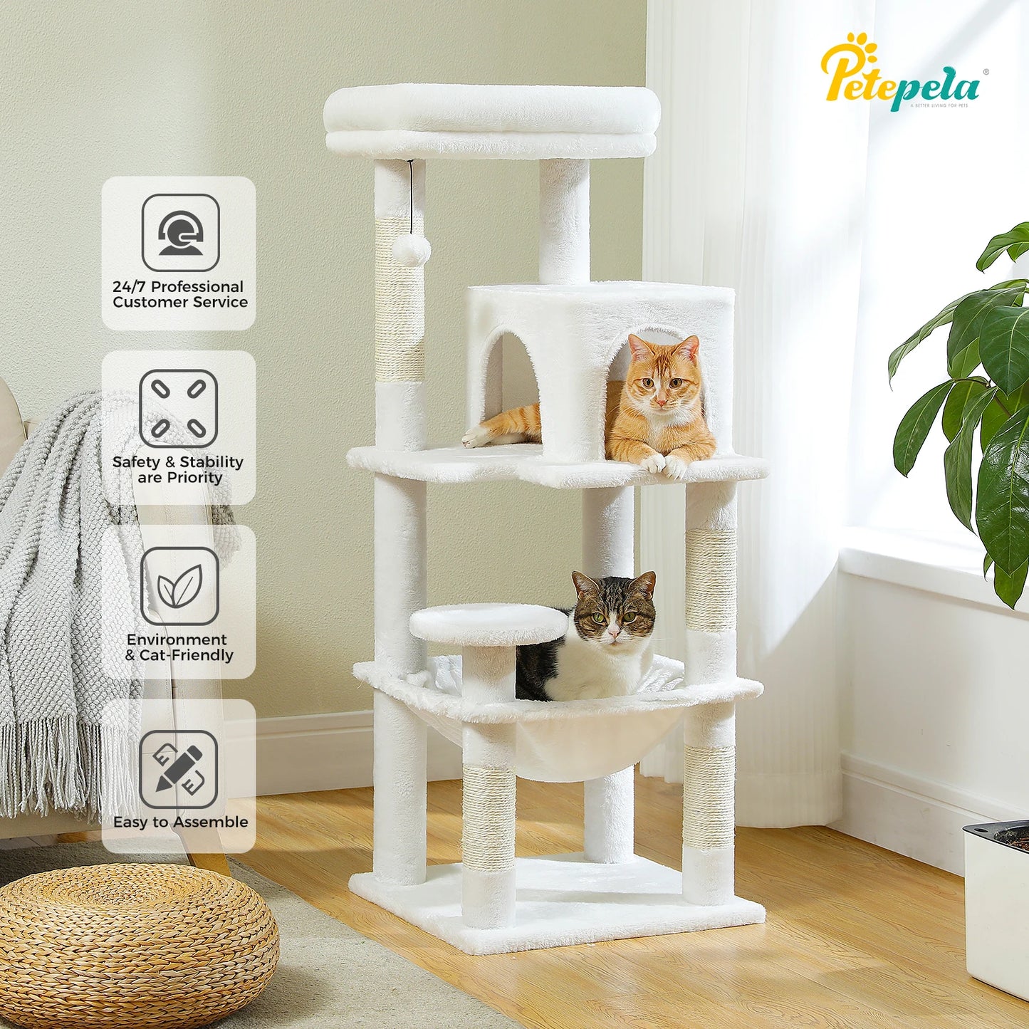 Indoor Cat Tree 5 Level Tower With Metal Frame Top Perch