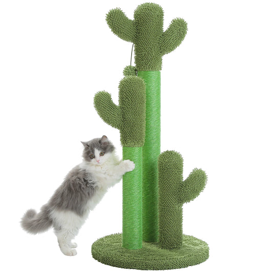Cactus Cat Scratching Post with 3 Poles and Dangling Ball